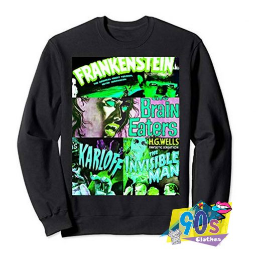 Vintage Horror Movie Poster Collage Sweatshirt