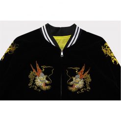 Winter Punk Embroidered Dragon Bomber Jacket Baseball 4