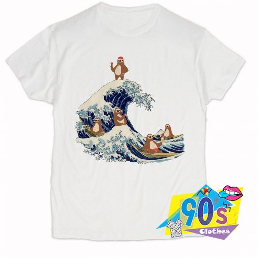 Sloth In Great Wave Off Kanagawa Funny T Shirt