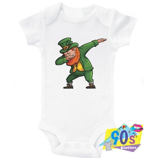 Funny St Patricks Day LEPRECHAUN DABBING Baby Onesie