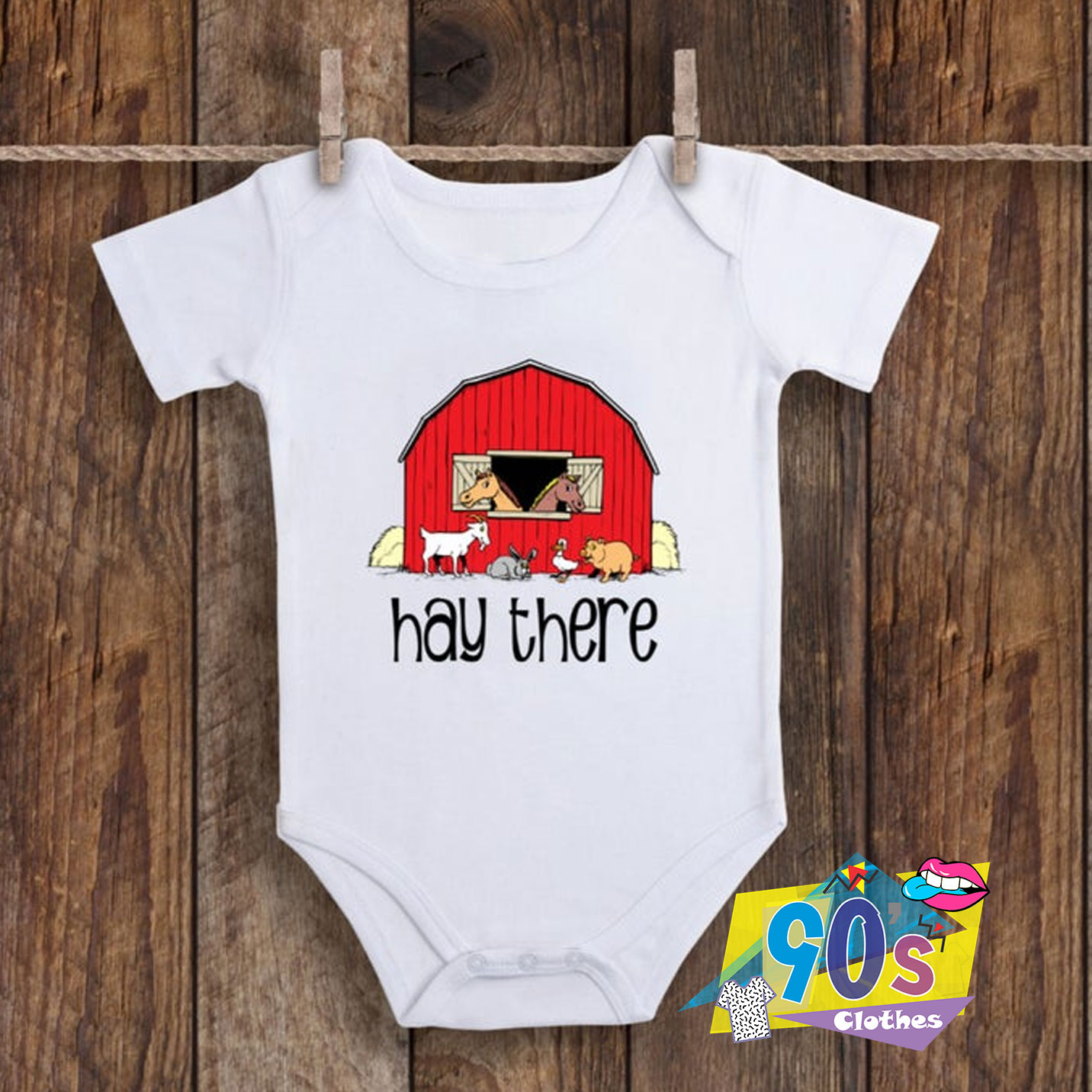 Hay There Farm Baby Onesie On Sale - 90sclothes.com