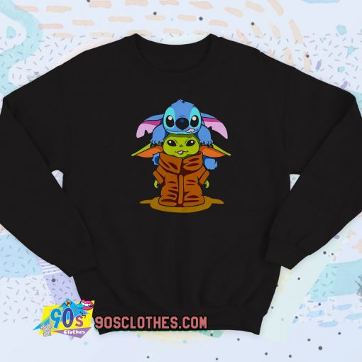 Baby Stitch And Baby Yoda Are Friends Sweatshirt Style