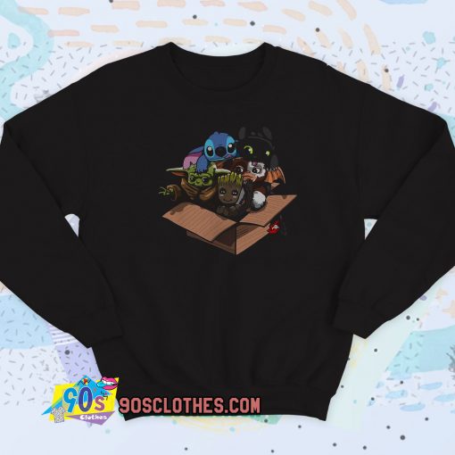 Baby Yoda Baby Stitch Baby Night Fury And Baby Groot In The Box Sweatshirt Style