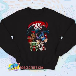 Baby Yoda Groot And Toothless Stitch Gizmo Hugging Dr Pepper Sweatshirt Style