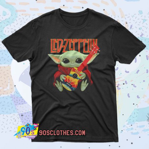 Baby Yoda Hug Ledzeppelin Guitar 90s T Shirt Style