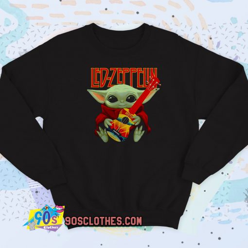 Baby Yoda Hug Ledzeppelin Guitar Sweatshirt Style