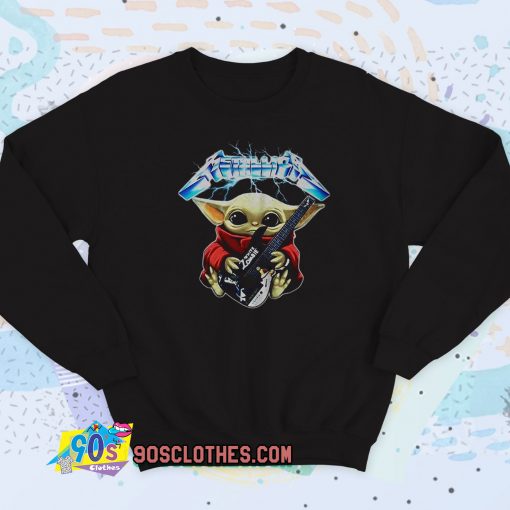 Baby Yoda Hug Metallica Guitar Sweatshirt Style