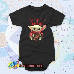 Baby Yoda Hug Pink Floyd Guitar Baby Onesie