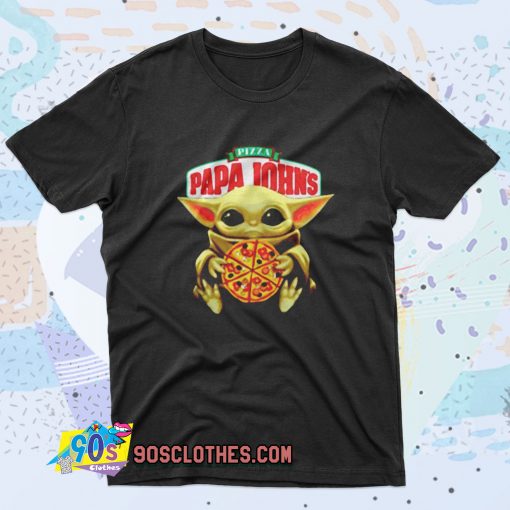 Baby Yoda Hug Pizza Papa Johns Retro T Shirt