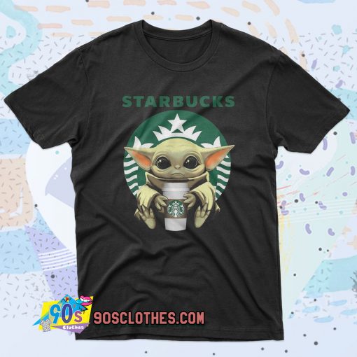 Baby Yoda Hug Starbucks 90s T Shirt Style