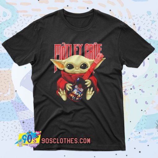 Baby Yoda hug Motley Crue 90s T Shirt Style