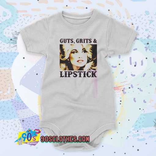 Dolly Parton Guts Grits and Lipstick Custom Baby Onesie