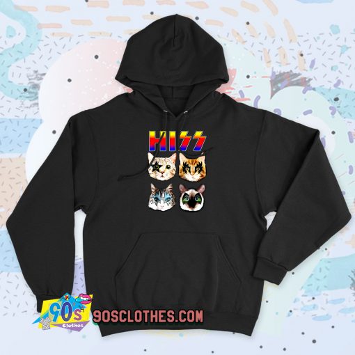 Hiss Funny Cats Kittens Rock Rockin Vintage Hoodie