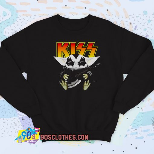 Hot Baby Yoda Hug Kiss Guitar Sweatshirt Style