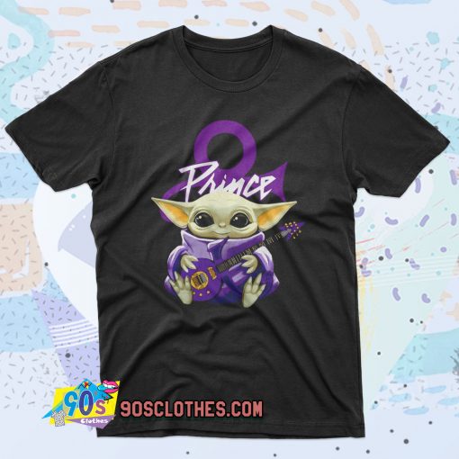 Prince Baby Yoda Hug Guitar 90s T Shirt Style