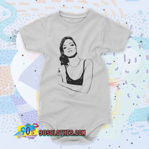 Rihanna Sketch Art Custom Baby Onesie