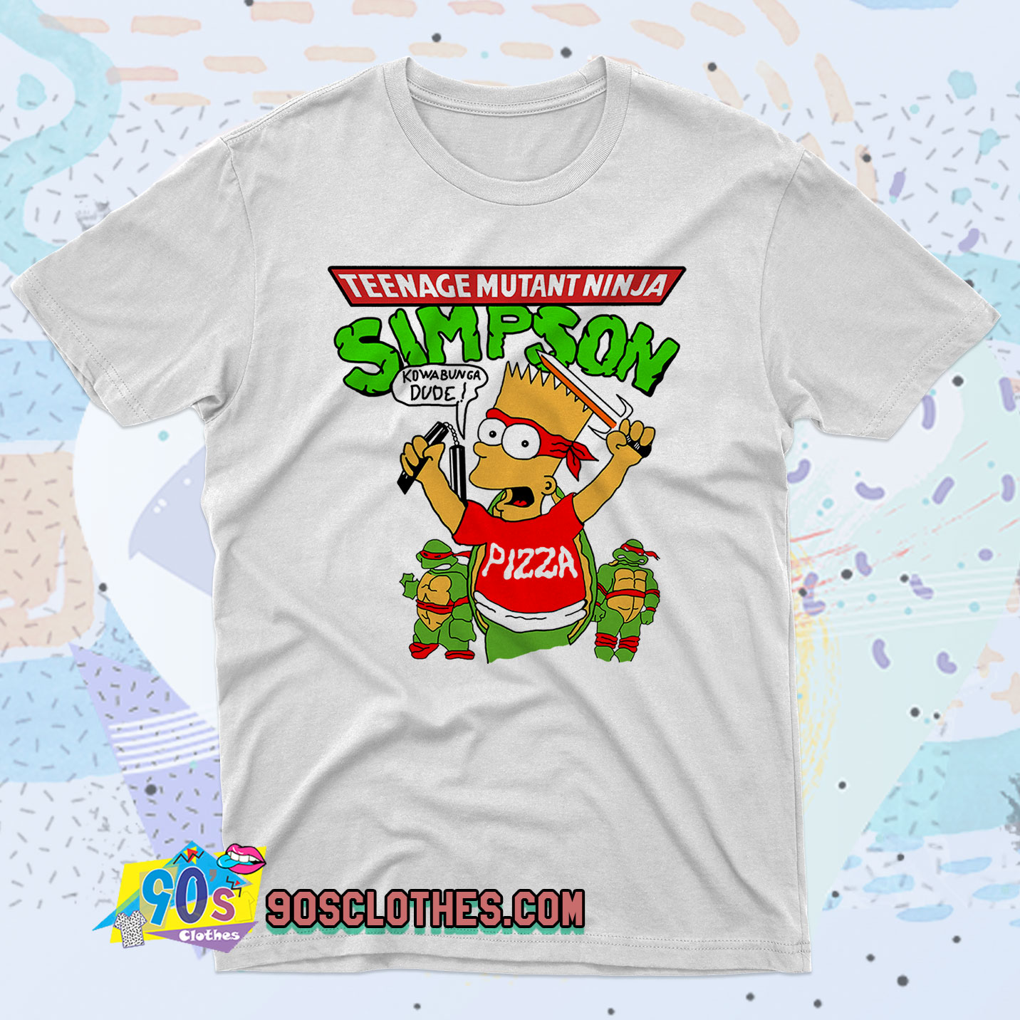 Vintage 90s TMNT Bart Simpson Ninja Turtles Youth Graphic T-Shirt Size S/M Rare