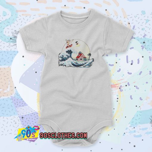 GOKU AND MASTER ROSHI RIDE THE WAVE Cute Baby Onesies