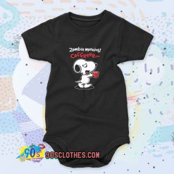 Snoopy Zombie Morning Coffee Quote Baby Onesie