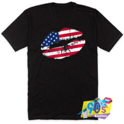 4Th Of July Kiss Lips American Flag T Shirt