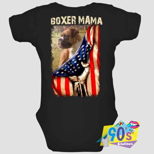 Boxer Mama With Us Flag Baby Onesie