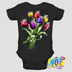 Cats On Tulip Baby Onesie