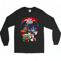 Baby Yoda Groot And Toothless Stitch Gizmo Hugging Dr Pepper 90s Long Sleeve Style