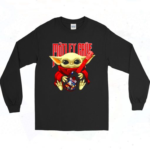 Baby Yoda Hug Motley Crue 90s Long Sleeve Style