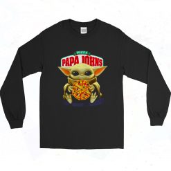 Baby Yoda Hug Pizza Papa Johns 90s Long Sleeve Style