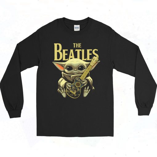 Baby Yoda Hugs The Beatles 90s Long Sleeve Style