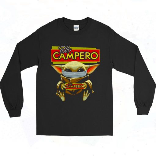 Baby Yoda Mask Pollo Campero I Cant Stay At Home 90s Long Sleeve Style