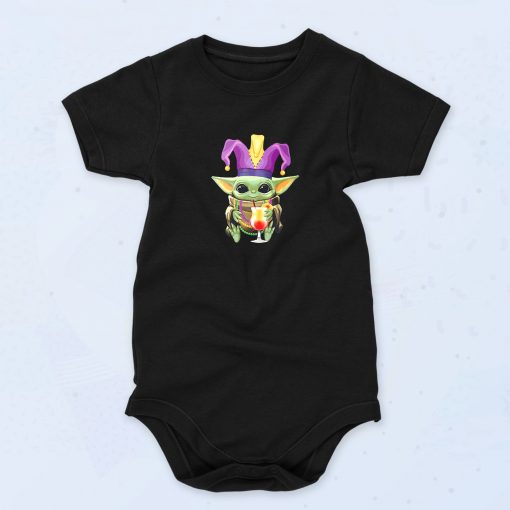 Black Baby Yoda Mardi Gras Funny Baby Onesie