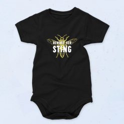 Black Beware Her Sting Funny Baby Onesie