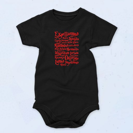 Black Expelliarmus Spell Quote Funny Baby Onesie