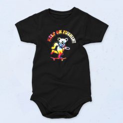 Black Grateful Dead Keep On Pushin Bear Funny Baby Onesie