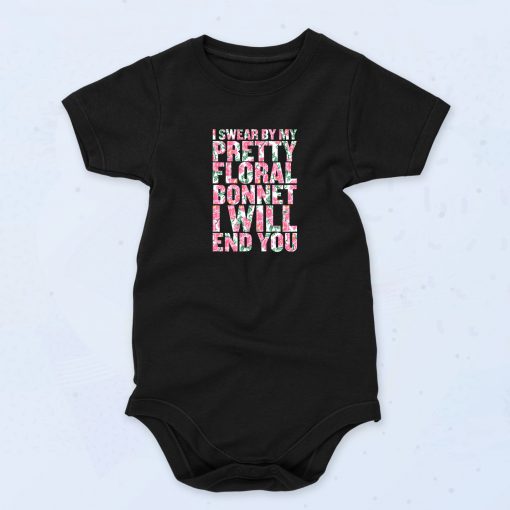 Black I Swear By My Pretty Floral Funny Baby Onesie