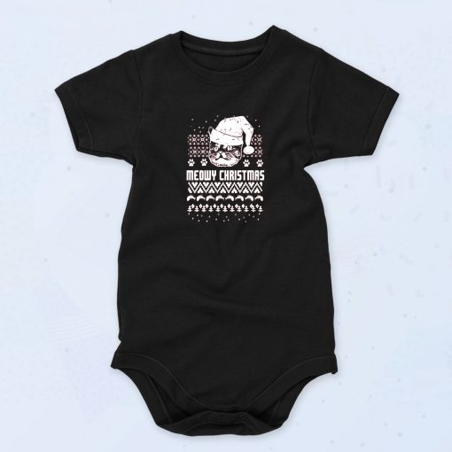 Black Meowy Christmas Funny Kitten Funny Baby Onesie