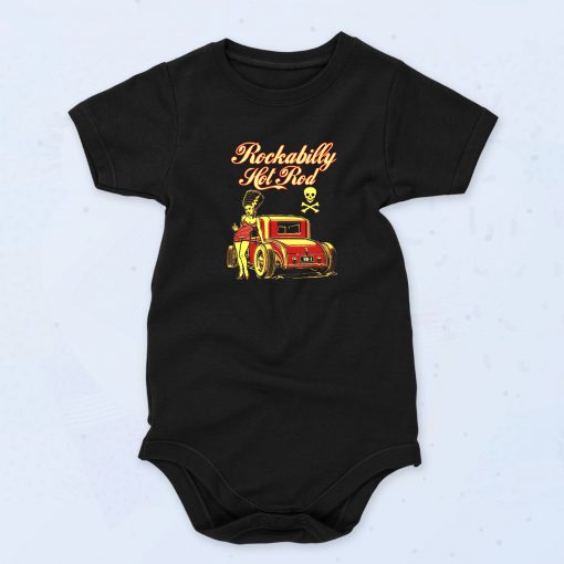 Black Rockabilly Hot Rod Funny Baby Onesie