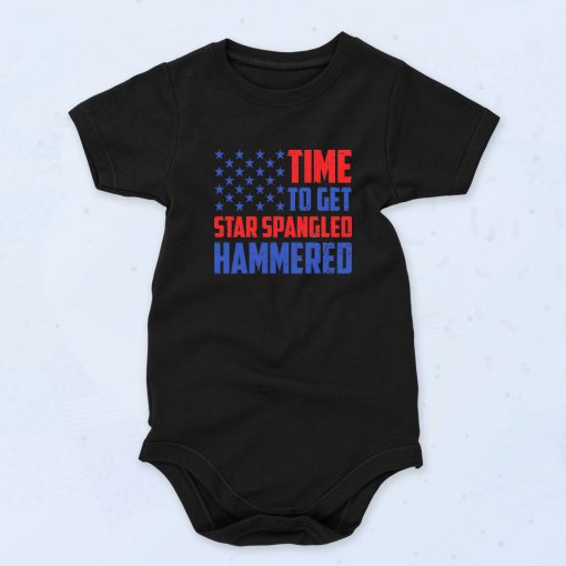 Black Time To Get Star Spanled Hammered Funny Baby Onesie