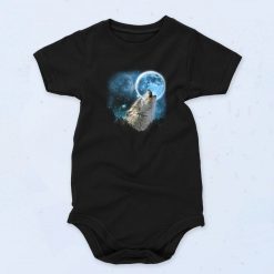 Black Wolf Moon Funny Baby Onesie