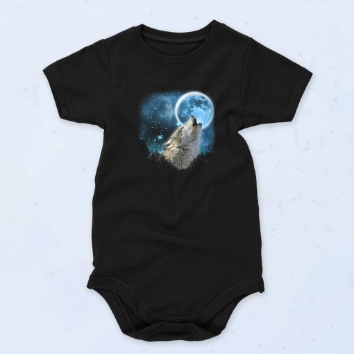 Black Wolf Moon Funny Baby Onesie