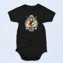 Black Yoda Come As You Are Quote Funny Baby Onesie