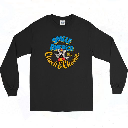 Chuck E Cheese Smile America 90s Long Sleeve Style