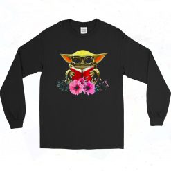 Flower Baby Yoda Reading Book 90s Long Sleeve Style