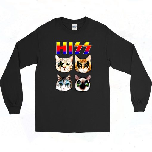 Hiss Funny Cats Kittens Rock Rockin 90s Long Sleeve Style