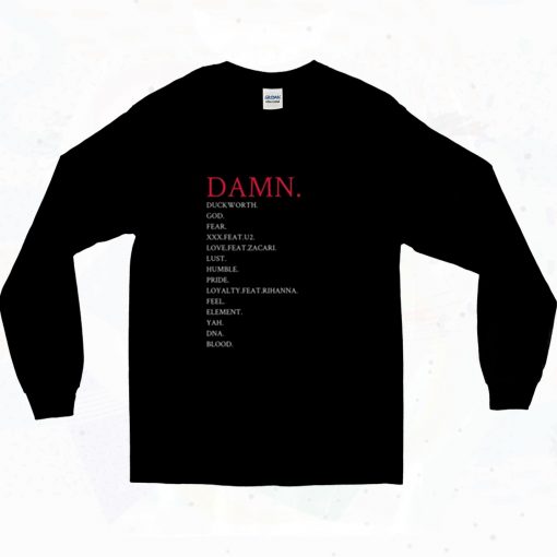 Kendrick Lamar Damn Songlist 90s Long Sleeve Style