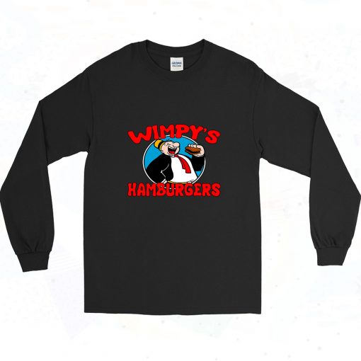 Popeye The Sailor Man Wimpys Hamburgers 90s Long Sleeve Style