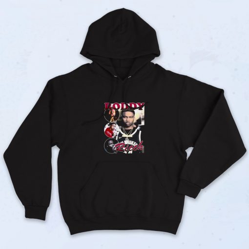 Roddy Ricch Black Rapper Photoshoot Hoodie Style