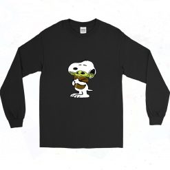 Snoopy Hugging Baby Yoda Star Wars 90s Long Sleeve Style