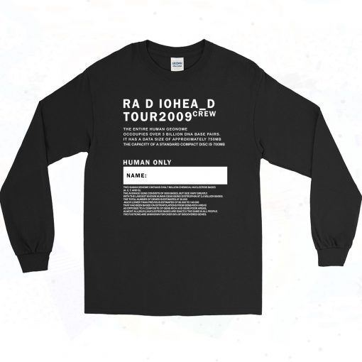 Tour 2009 Radiohead Crew 90s Long Sleeve Style